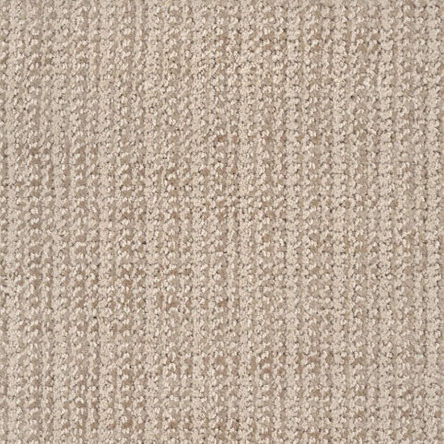 Close-up view of Beguiling Berber Carpet in Baja color, featuring a subtle linear pattern and soft, looped pile for luxurious flooring.