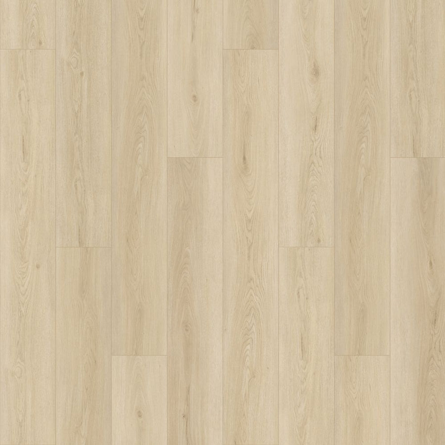 Emerald Rivers 7.5" Vinyl offers light-colored luxury vinyl flooring with a natural grain pattern, long narrow planks in a staggered layout, and a smooth, scratch-resistant finish for lasting durability.