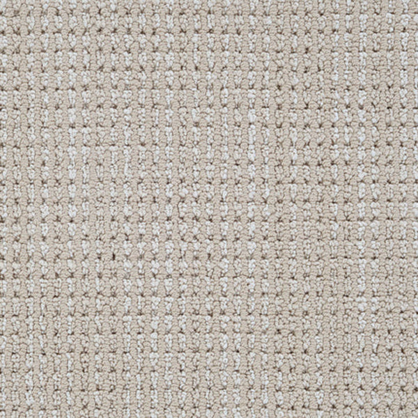 Close-up of Top Notch Berber Carpet in Basket color, showing its grid-like woven texture. Subtle tone variations and evenly spaced loops highlight its soft, stain-resistant surface—perfect for premium flooring.
