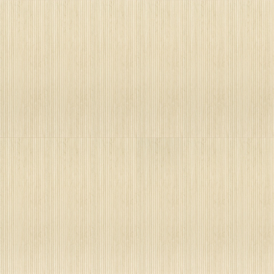 New Grooves 16x48 Glazed Ceramic Tile features a beige textured background with subtle vertical pinstripes and a faint horizontal seam, evoking refined wallpaper or fabric with the look of fluted wood or matte ceramic.