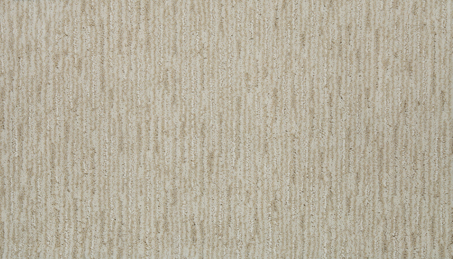 Textured beige surface with vertical stripes in varying widths and shades, creating a subtle neutral look—perfect for Beautiful Elements Pet Friendly Carpet in Chenille for stylish, pet-friendly flooring.