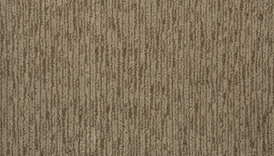 Beautiful Elements Pet Friendly Carpet in Camel features a textured linear pattern in brown tones for a subtle striped look. This durable, soft surface is ideal for homes or offices and offers lasting comfort.