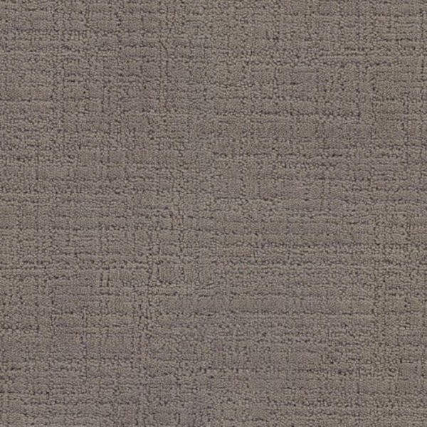 A close-up of the Bangladesh On Trend Carpet in Bengal shows its textured gray finish with a subtle, irregular grid pattern and a soft, slightly raised feel that creates a tactile geometric effect.