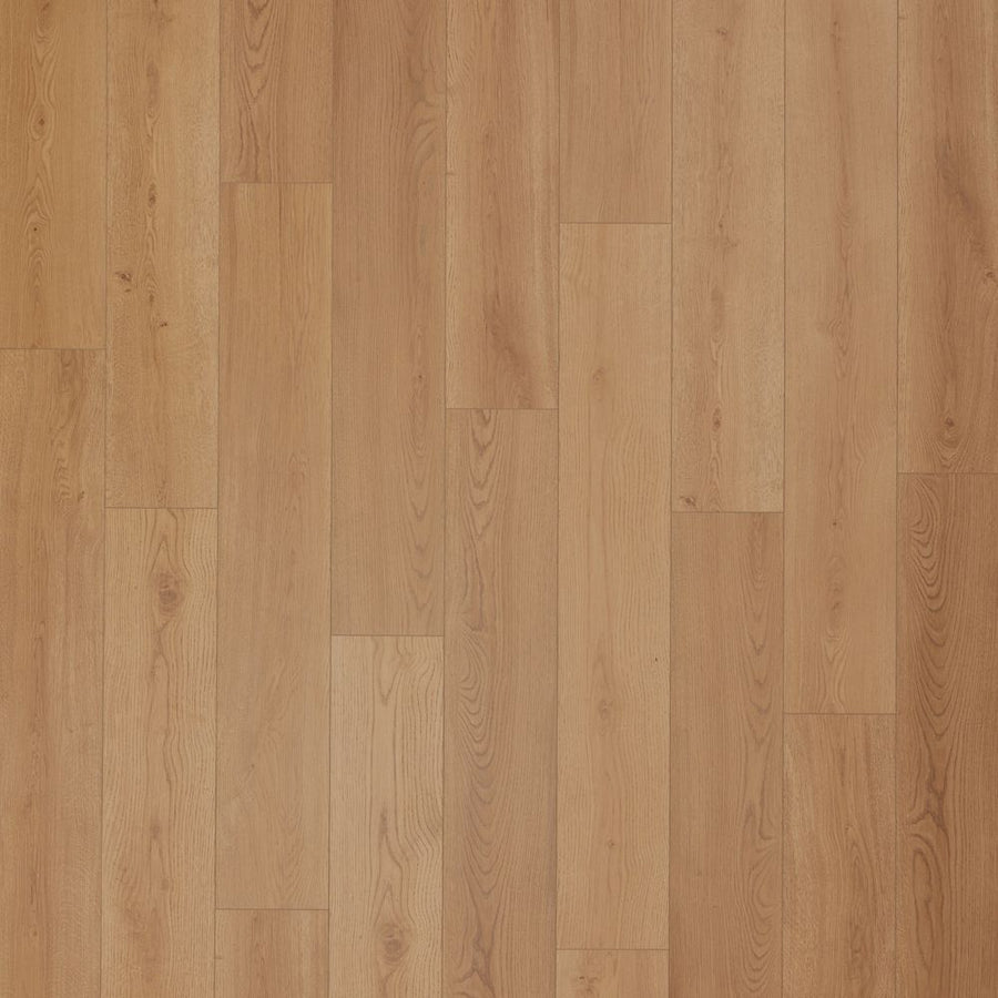 A close-up of Cordova Falls 7.5" Vinyl highlights light brown planks with unique grain patterns and subtle color shifts, reflecting the natural beauty of wood.