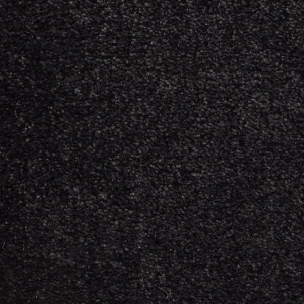 Close-up of Seduction On Trend Carpet in Black Velvet—features a dense, soft, and slightly fuzzy surface with subtle shading variation, offering comfort and elegance to any space.