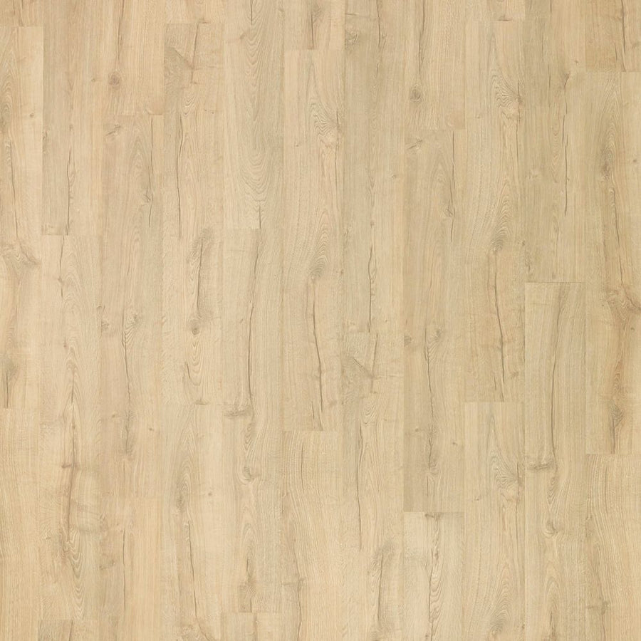 Avery Grove 7.5" Vinyl Plank features light wood laminate in beige and tan with a natural grain pattern, offering a warm look. These vinyl planks have subtle texture and are scratch resistant for lasting beauty.