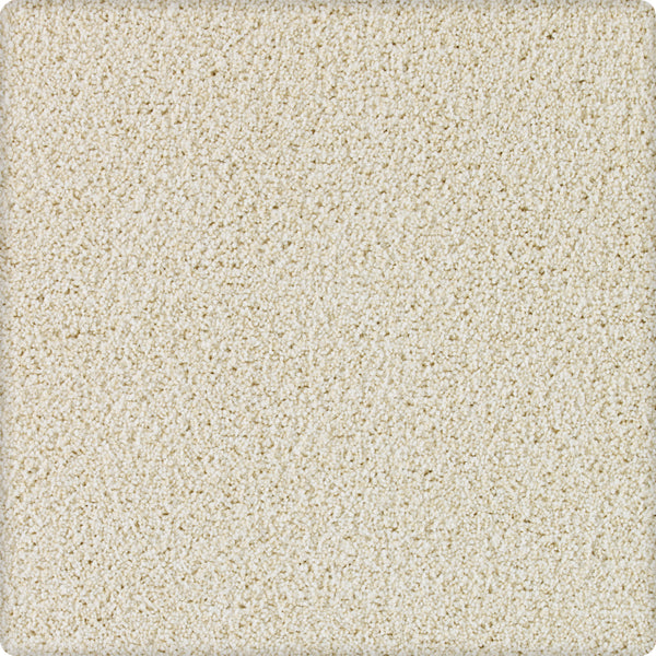 Close-up of Brava Family Friendly Carpet in Nouveau: a square, textured surface in light beige with a durable, carpet-like feel and small, uneven granules for a rough, plaster-inspired finish.