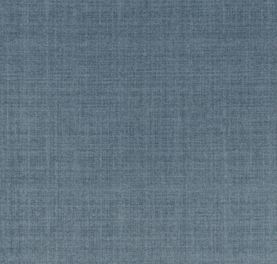 A close-up of the Brushed Linen On Trend Carpet in Baltic Blue highlights its contemporary design, featuring a subtle woven pattern and a blend of lighter and darker threads for a soft, grid-like look.