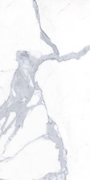 White marble surface with gray veining in irregular, natural patterns across the stone, creating an elegant and smooth texture.