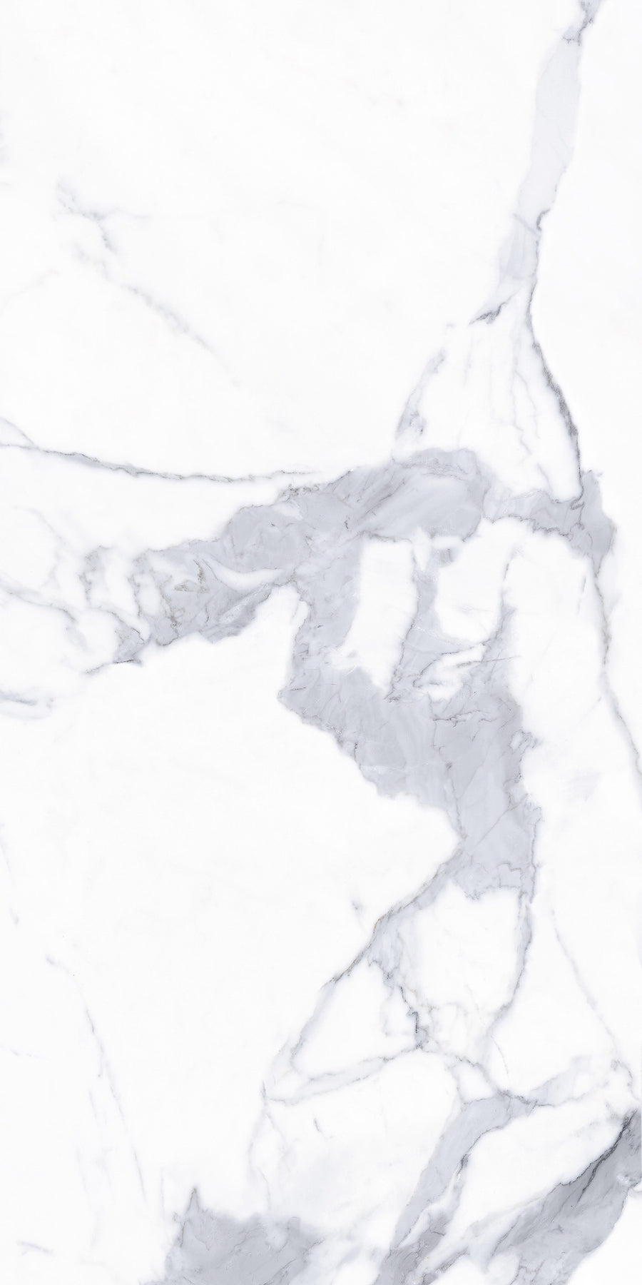 White marble surface with subtle gray veining patterns running diagonally across the image, creating an elegant and natural stone texture.