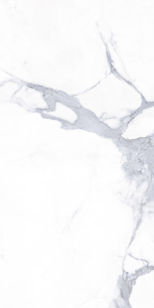 White marble surface with subtle grey veining running diagonally, creating a natural and elegant stone texture.