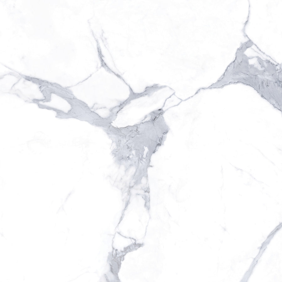 White marble surface with subtle gray veining creating organic, abstract patterns across the stone. The texture appears smooth and polished, giving a clean and elegant look.