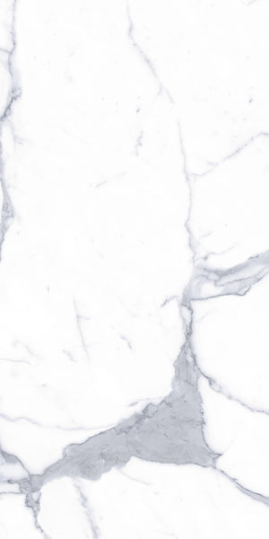 White marble surface with faint gray veining running throughout, creating an elegant and natural stone pattern. The veins vary in thickness, intersecting and branching across the mostly smooth background.