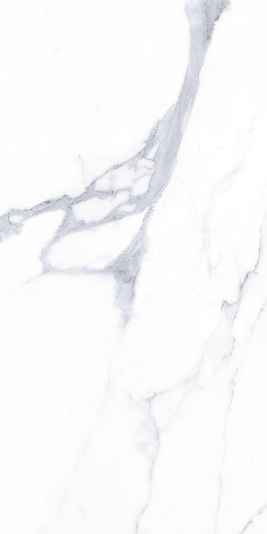 White marble surface with subtle gray veining patterns running diagonally across the image, creating a smooth and elegant texture. The design is minimal and clean, often used in countertops or decorative surfaces.