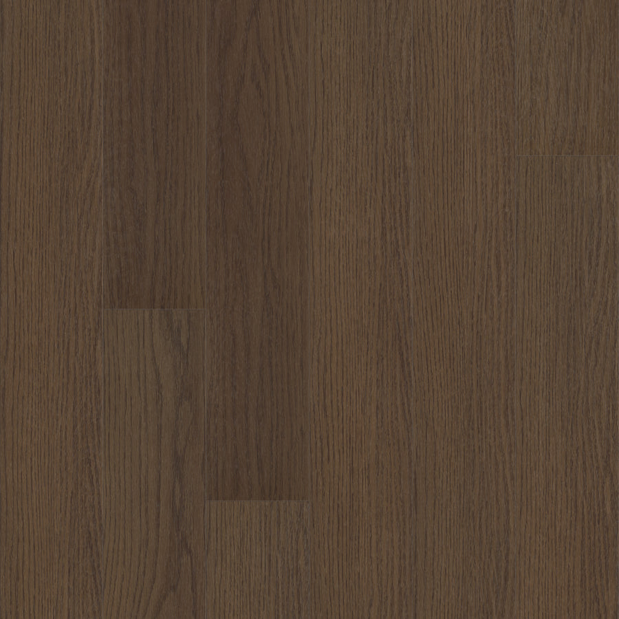 Classic Traditions 5" Vinyl features dark brown wood-look planks with a subtle grain pattern and smooth, matte finish. The vertically aligned design offers natural wood texture and color variation for a durable flooring option.