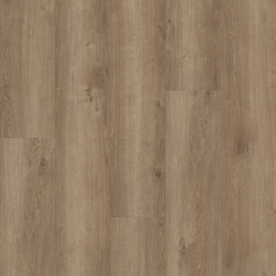 Close-up of Coretec Pro Plus Vinyl flooring in light brown, showcasing visible grain patterns and knots in a staggered plank layout. Its smooth texture and rigid core construction provide stylish, durable appeal similar to oak or pine.