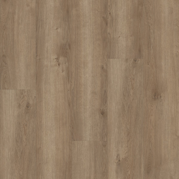 Close-up of Coretec Pro Plus Vinyl flooring in light brown, showcasing visible grain patterns and knots in a staggered plank layout. Its smooth texture and rigid core construction provide stylish, durable appeal similar to oak or pine.