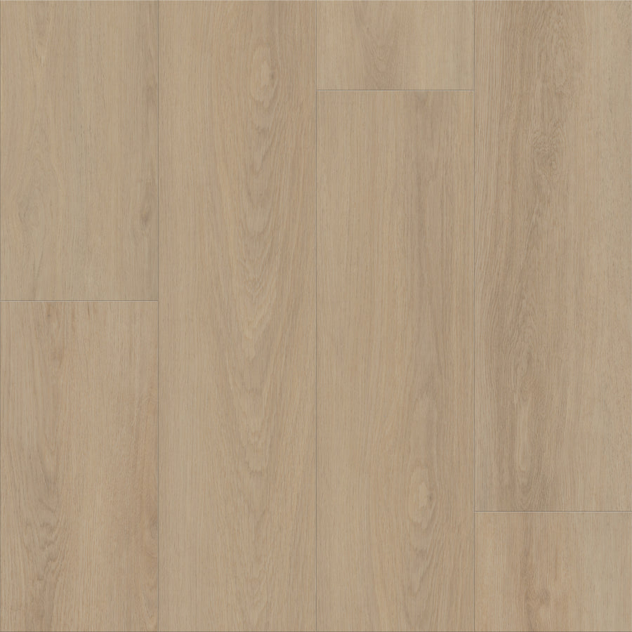 Classic Dwell 9" Vinyl flooring features a light oak look with visible grain and subtle knots, offering a natural matte finish. Its timeless design creates a clean, modern vibe that complements any space effortlessly.