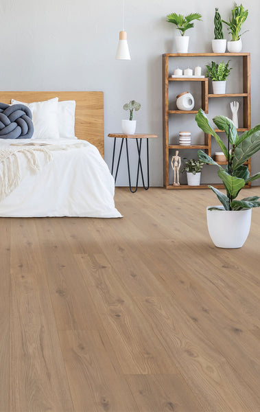 A modern bedroom featuring Freywood Springs 8 11/32