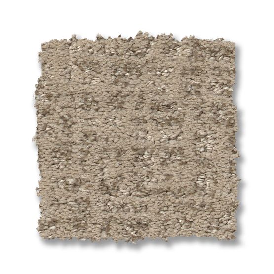 A square sample of Caboodle On Trend Carpet in Blonde, featuring a light brown, textured mix of looped and cut fibers, shown isolated on a white background.