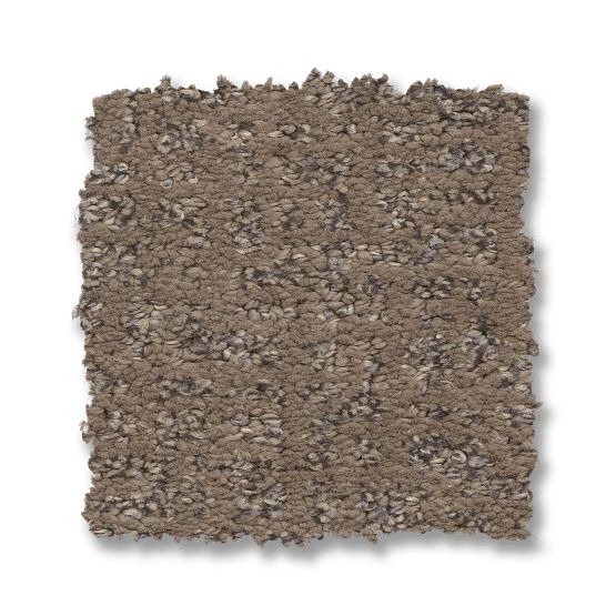 A square swatch of Caboodle On Trend Carpet in Sable, featuring textured brown plush with a mix of light and dark fibers, shown against a white background.