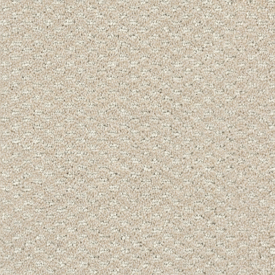 Close-up of Calm Pet Friendly Carpet in beige, featuring a subtle wavy pattern and tightly woven, textured fibers—combining style and durability for pet owners.