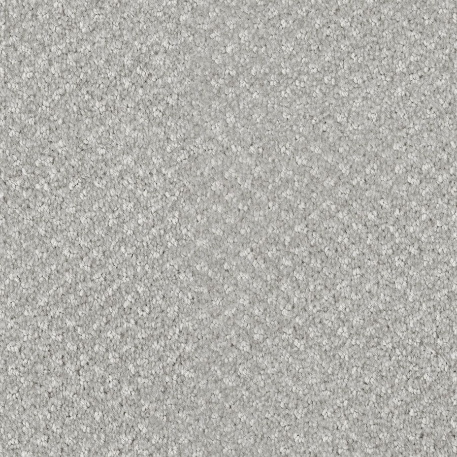 Close-up of Calm Pet Friendly Carpet in light gray, featuring a subtle diagonal pattern and soft, tightly woven fibers—an ideal stylish and durable choice for pet owners.