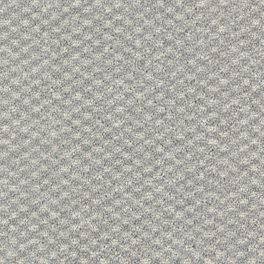 Calm Pet Friendly Carpet in light gray features a tightly woven looped pattern, offering a soft and uniform surface—perfect for pet owners who want comfortable, durable flooring.
