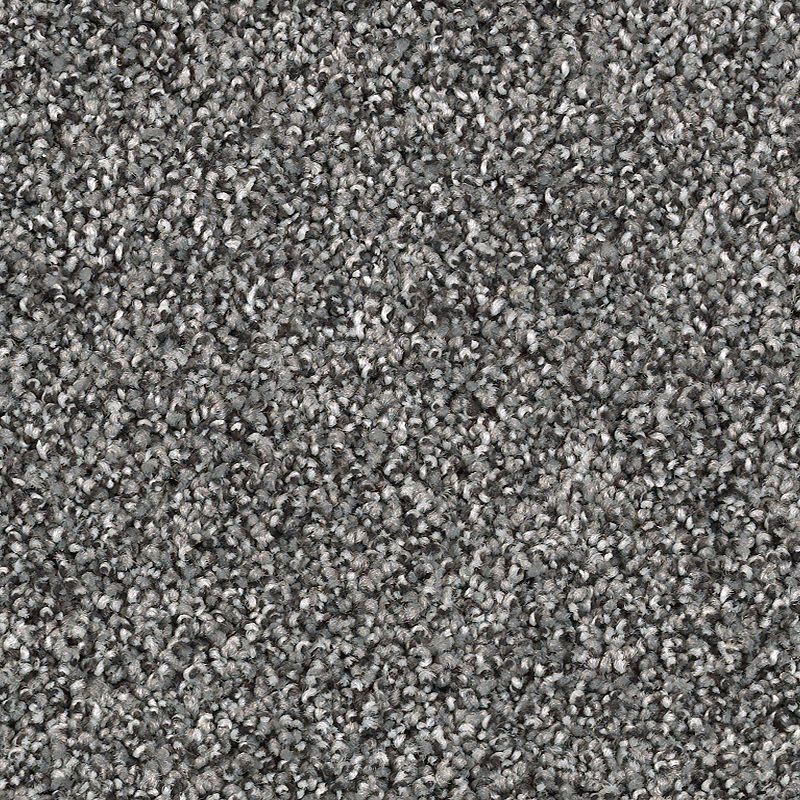 Close-up of Shaded Escape Family Friendly Carpet in Calypso, featuring densely packed, loop-pile fibers in subtle grayscale tones for a durable, family-friendly flooring option.