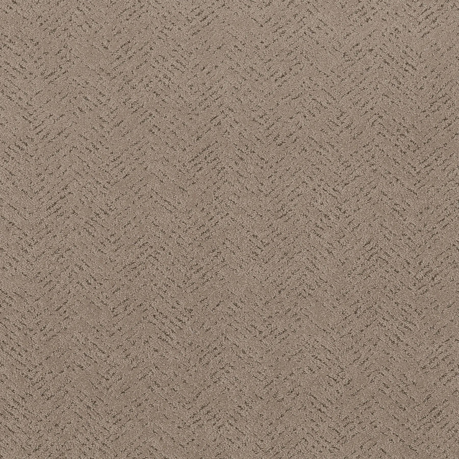 Close-up of Favoured Path Pet Friendly carpet in Cameo, featuring a textured brown herringbone pattern. The soft, durable weave adds warmth and style to contemporary spaces while being ideal for pet-friendly homes.
