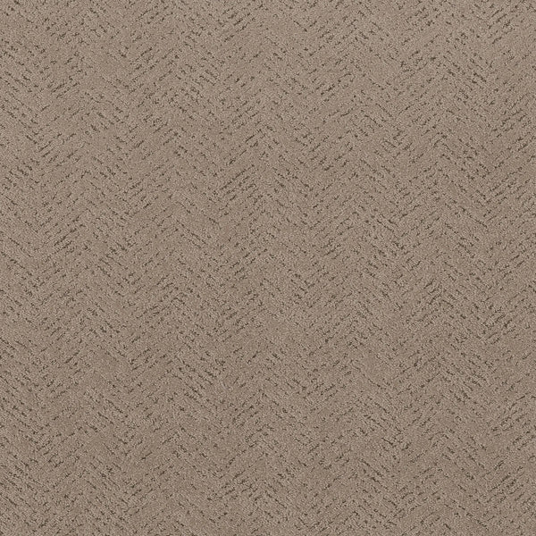 Close-up of Favoured Path Pet Friendly carpet in Cameo, featuring a textured brown herringbone pattern. The soft, durable weave adds warmth and style to contemporary spaces while being ideal for pet-friendly homes.