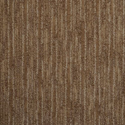 Artistic Vision Berber Carpet in Canyon features a subtle vertical striped pattern in light and dark brown shades, delivering a textured look and durable flooring suitable for any space.