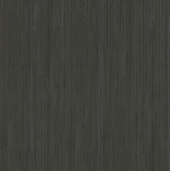 The New Grooves 16x48 Glazed Ceramic Tile features a dark, fluted wood panel look with vertical lines and visible grain in deep charcoal. Its matte finish adds modern elegance and a touch of rustic style to any space.