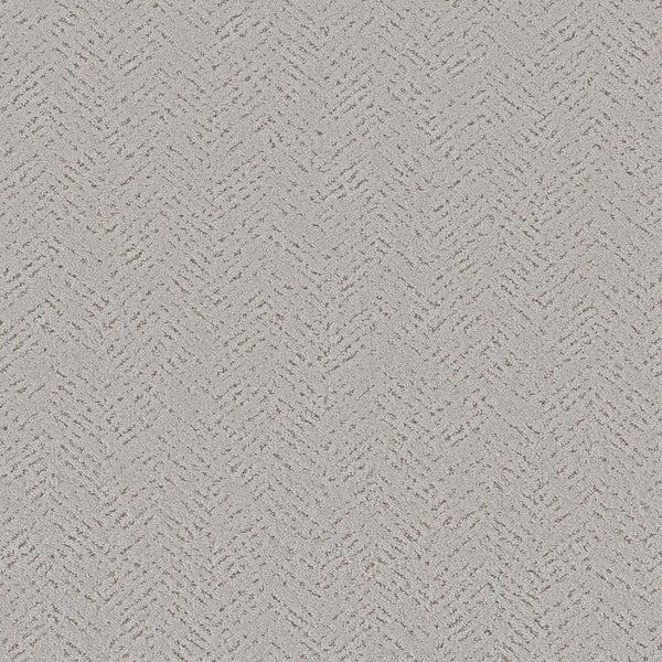 Favoured Path Pet Friendly in Cashmere features a light gray textured surface with a subtle herringbone pattern and speckled accents. This durable flooring provides a clean, uniform look perfect for contemporary spaces and is ideal for pet-friendly homes.