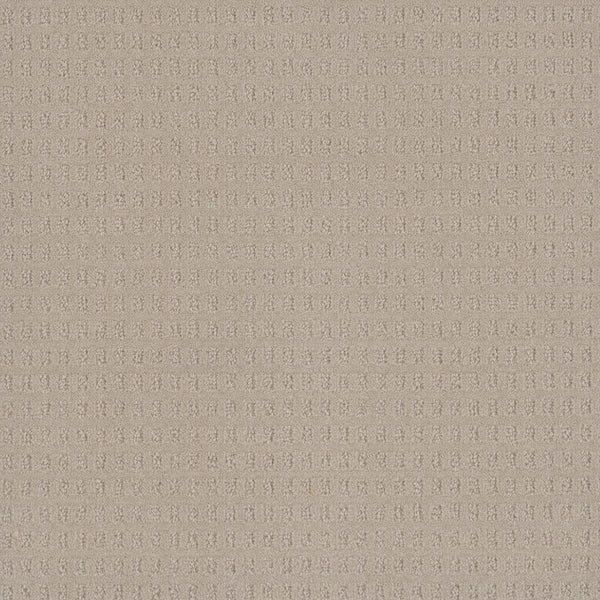 Caspian Berber Carpet in Champagne Fizz features a beige textured fabric with a soft, durable feel and an evenly spaced small square pattern for a subtle, grid-like look.