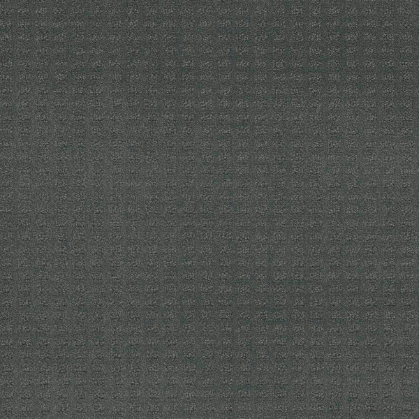 The Caspian Berber Carpet in Onyx Waves features dark gray textured fabric with a subtle, small grid pattern. Made from premium fibers, its soft, slightly raised surface creates a gently woven appearance.