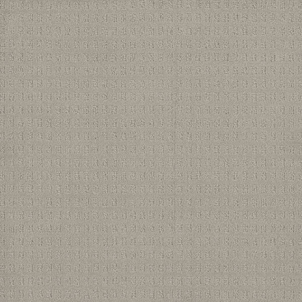 Close-up of Caspian Berber Carpet in Snowcap: textured light gray with a small repeating square pattern. Made from premium fibers, it’s soft and evenly woven, bringing a modern look ideal for upholstery or home decor.