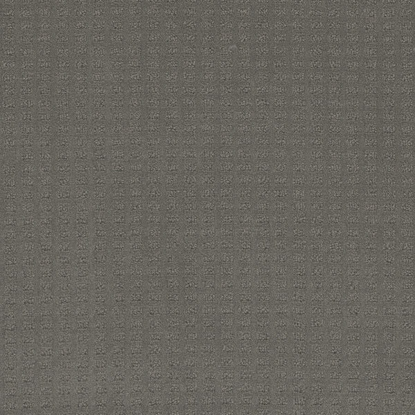 Caspian Berber Carpet in Timber Ridge features dark gray textured fabric with a subtle grid pattern of small, evenly spaced raised squares. Made from premium fibers, it offers a stylish, uniform, and durable modern look.