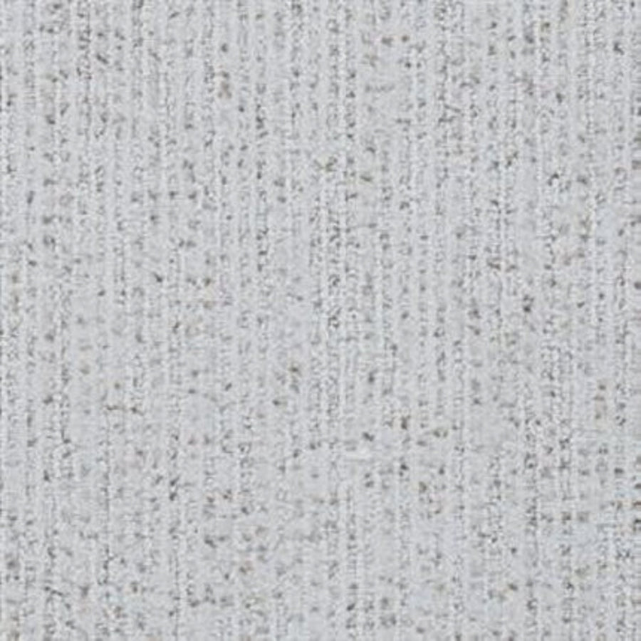 Close-up of Suspicion Family Friendly Carpet in Cast color, showing a textured light gray surface with vertical, slightly irregular lines and subtle speckles for a soft, neutral look.