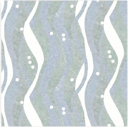 Wavy blue and green vertical stripes with white dots evoke the flowing look of Catalina Polished Marble Mosaic Tile, bringing textured elegance to any design.