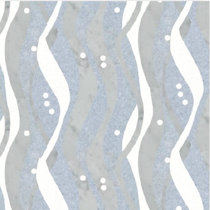 A close-up showcases the intricate details and polished finish of Catalina Polished Marble Mosaic Tile.