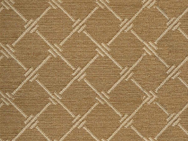 Dalton Berber Carpet in Cedar features a textured diamond lattice pattern with intersecting lines in a lighter shade, offering an elegant flooring choice with timeless style and subtle geometric design.