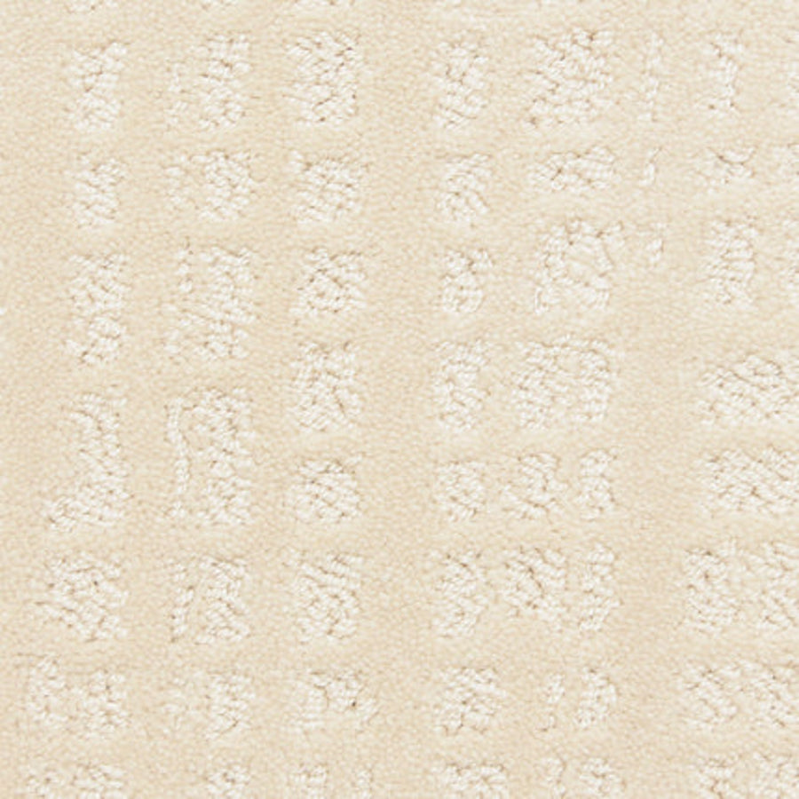 Close-up of Willow Lake On Trend Carpet in Champagne, featuring a textured grid pattern with raised rectangular shapes—an elegant and durable option for high-traffic areas.