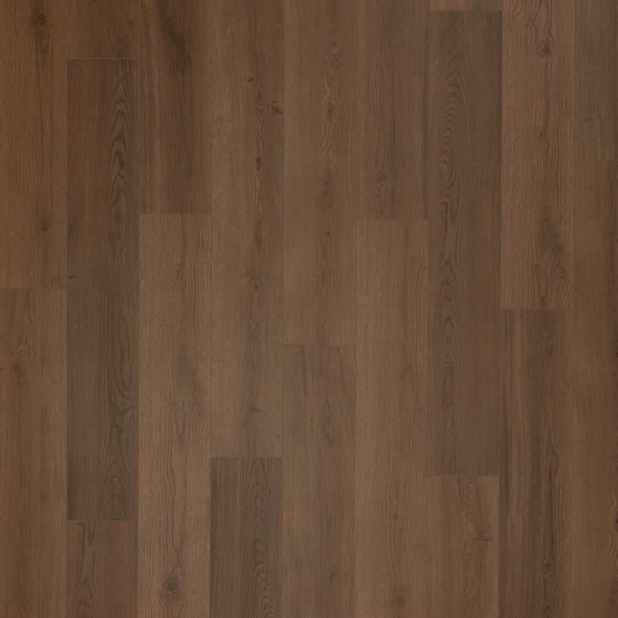 A close-up of Cordova Falls 7.5" Vinyl shows medium brown planks with natural wood aesthetics and grain variations, offering a realistic and durable luxury vinyl flooring option.