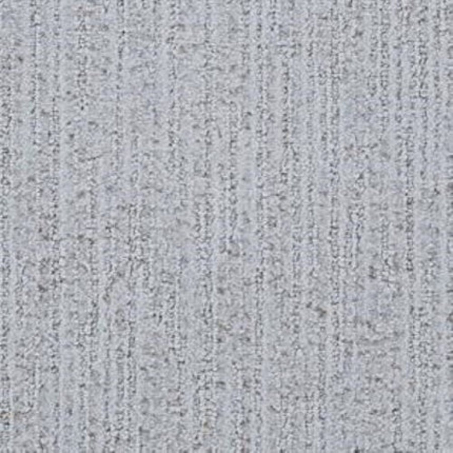 A close-up of Suspicion Family Friendly Carpet in Chromatic shows a light gray, stain-resistant surface with vertical lines and a subtly textured look—ideal for welcoming family spaces.