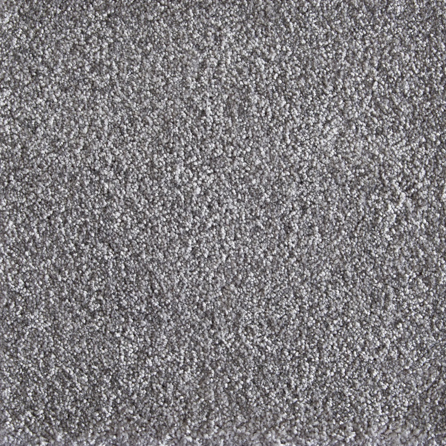 Close-up of Jazzy Family Friendly Carpet in Chrome color, featuring a soft, dense texture with evenly distributed fibers. This elegant, plush flooring is slightly reflective and ideal for high-traffic areas.