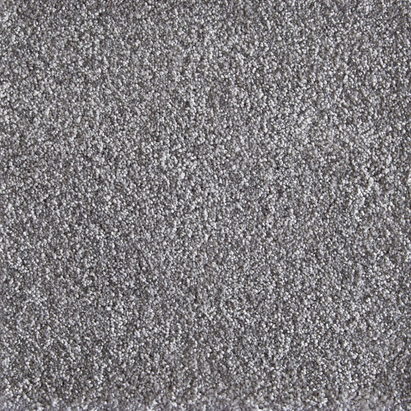 Close-up of Jazzy Family Friendly Carpet in Chrome color, featuring a soft, dense texture with evenly distributed fibers. This elegant, plush flooring is slightly reflective and ideal for high-traffic areas.