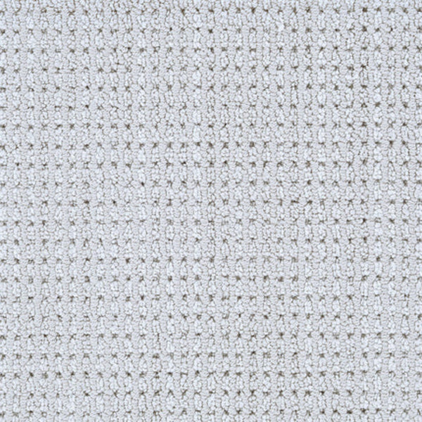 Close-up of Top Notch Berber Carpet in Cloud color, featuring a soft, textured grid-like woven pattern and a slightly raised surface—ideal for premium flooring with upholstery or stain-resistant qualities.