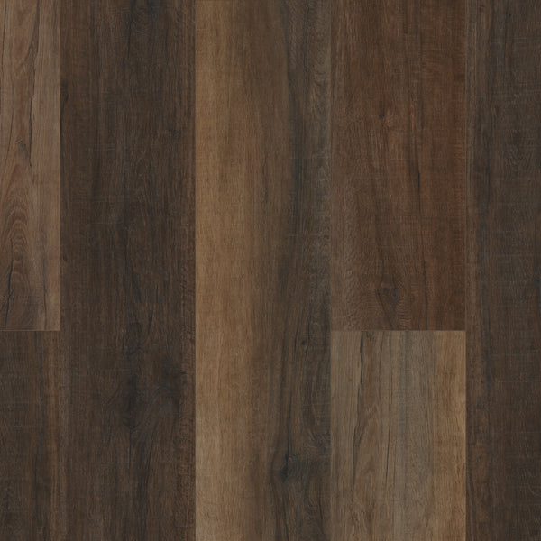Close-up of Coretec Pro Plus XL Enhanced Vinyl panels in various brown tones, showcasing natural wood grain patterns and smooth textures aligned vertically for stunning wood and stone visuals.
