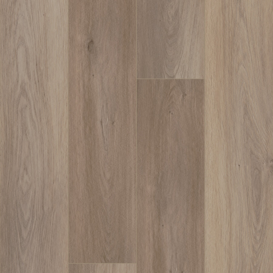 Coretec Pro Plus XL Enhanced Vinyl features light brown planks with visible grain patterns and knots. Varying shades and natural textures in a staggered layout deliver an authentic wood and stone look.